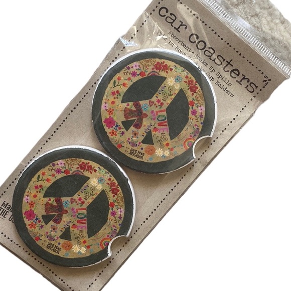 NATURAL LIFE Other - NEW peace sign boho car coasters